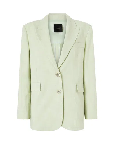 Pinko Flap Pocket Button Fastening Long Sleeve Jacket With Peaked Lapels In Green