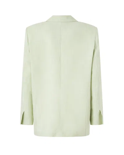 Pinko Flap Pocket Button Fastening Long Sleeve Jacket With Peaked Lapels In Green