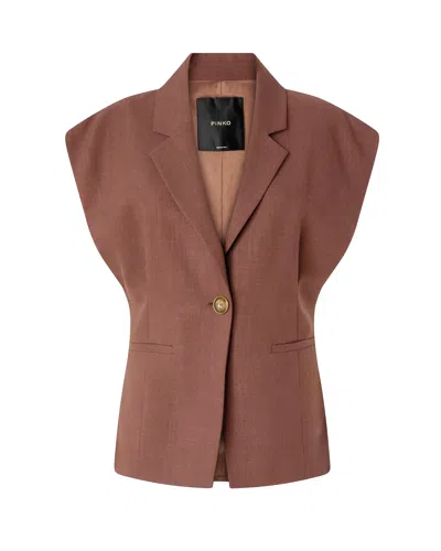 Pinko Single-breasted Sleeveless Blazer In Burgundy