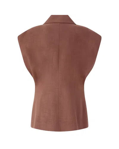 Pinko Single-breasted Sleeveless Blazer In Burgundy