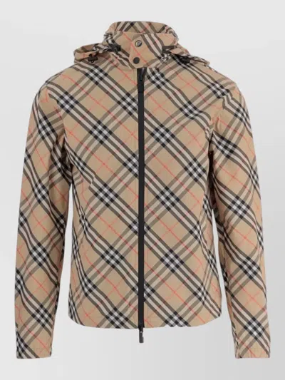 Burberry Check Printed Polyester Windbreaker In Multi