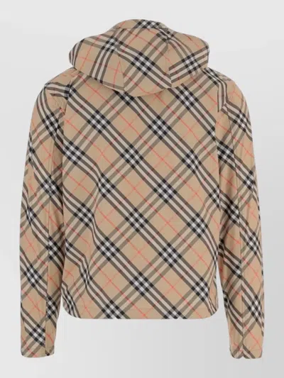 Burberry Check Printed Polyester Windbreaker In Multi
