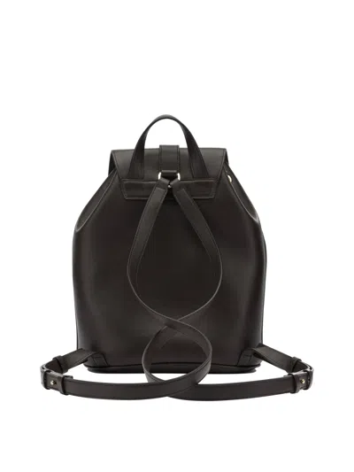 Ferragamo Leather Backpack Adjustable Straps Front Pockets In Black