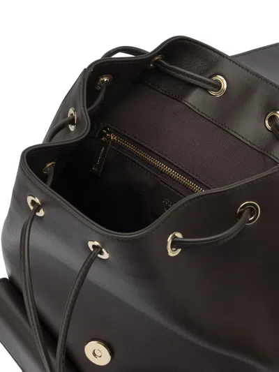 Ferragamo Leather Backpack Adjustable Straps Front Pockets In Black