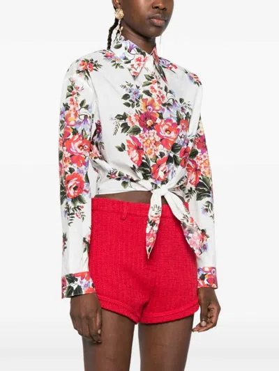 Dolce & Gabbana Cotton Shirt With A Bouquet Of Flowers Print Shirts White In Multi