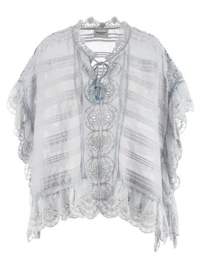 Isabel Marant Étoile Payton Lace-trimmed Embroidered Cotton Blouse In Pink