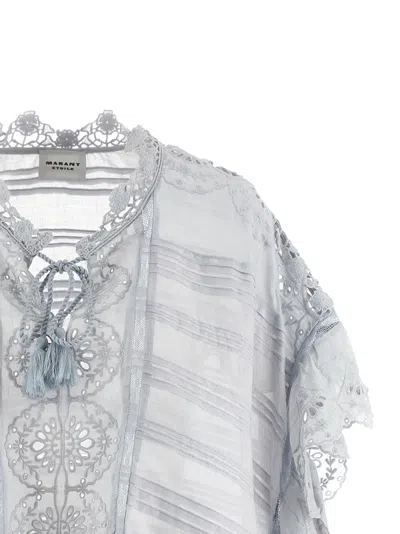 Isabel Marant Étoile Payton Lace-trimmed Embroidered Cotton Blouse In Pink