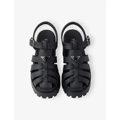 Prada Sandals Buckle Detail Chunky Sole Open Toe In Black