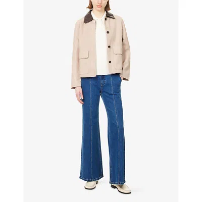 Theory Patch Boxy Jacket In Brown