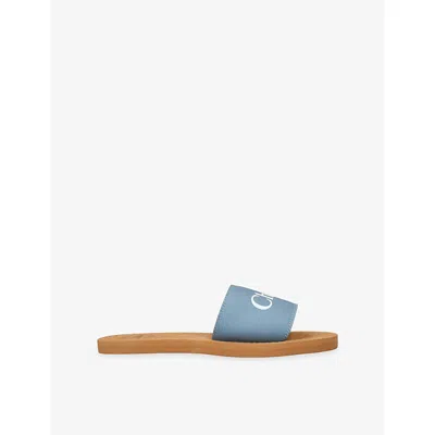 Chloé Chloe Girls Denim Kids Branded Denim Sliders 6-9 Years In Blue