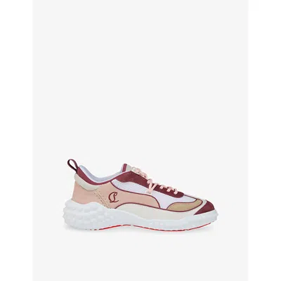 Christian Louboutin Mara Flat Sneakers Rear Pull Tab Contrast Panels In Multi