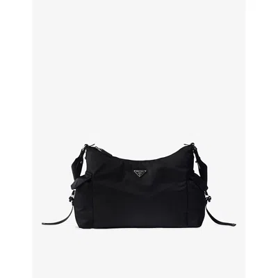 Prada Explore Triangle Logo Nylon Messenger Bag In Black