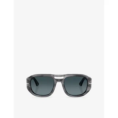 Persol Po3373s Vincent Pilot-frame Acetate Sunglasses In Gray