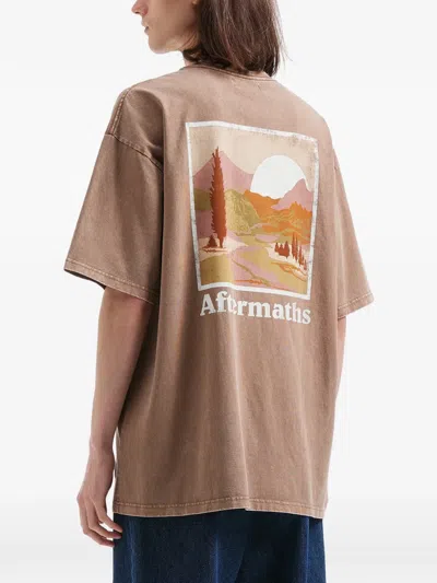 Aftermaths T-shirt Mit Grafischem Print In Brown