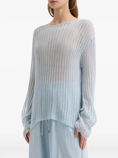 B+ab Pullover Mit Spitzenbesatz In Blue