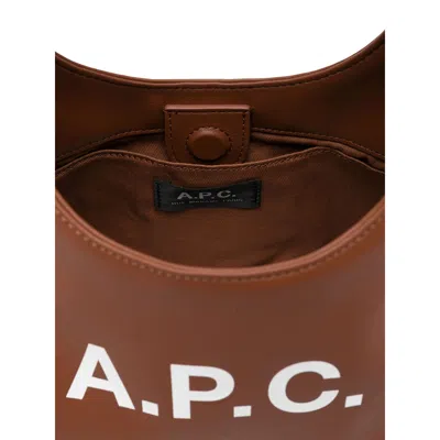 A.p.c. Structured Shoulder Bag With Bold Lettering In Brown