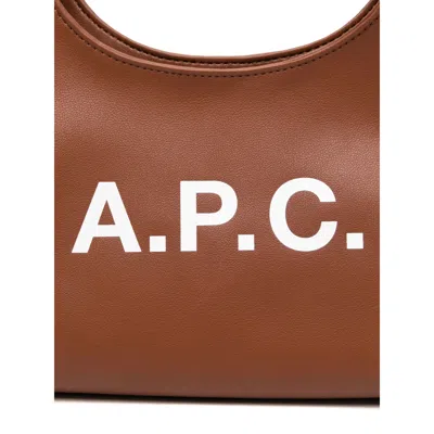 A.p.c. Structured Shoulder Bag With Bold Lettering In Brown