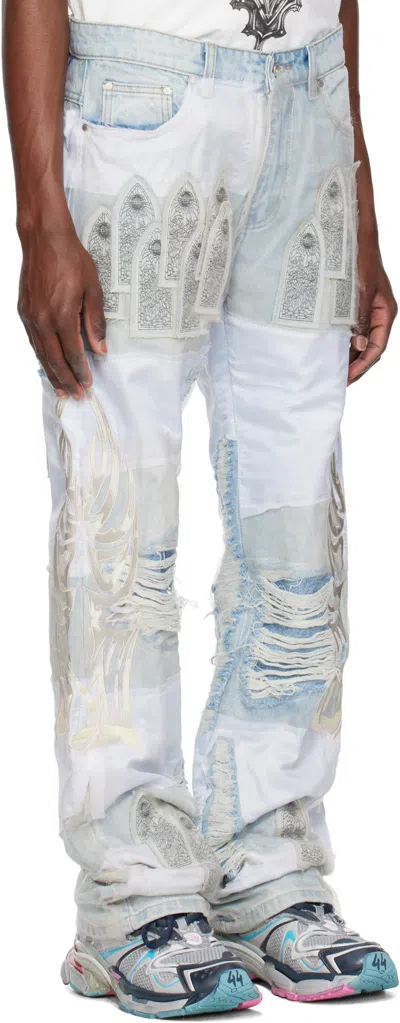 Who Decides War Winged Distressed Jeans In Blue