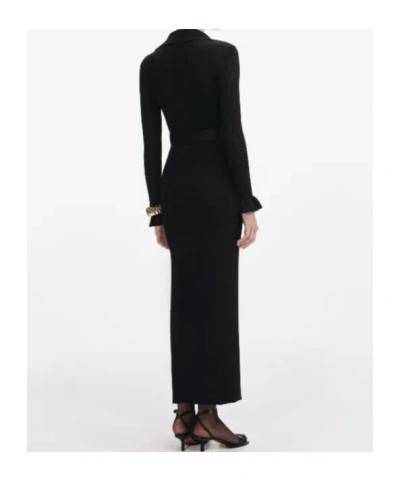 Self-portrait Self Portrait Black Ribbed Knit Maxi Dress In Black