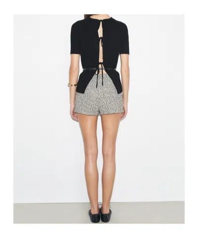 Tory Burch Ribbed Tie-back Pullover In Black