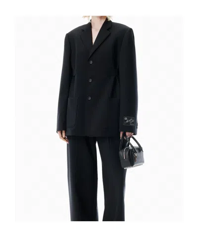 Alexander Wang Logo Patch Single-breasted Blazer In Black