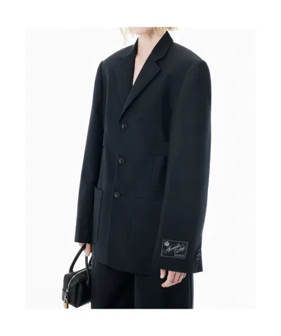 Alexander Wang Logo Patch Single-breasted Blazer In Black
