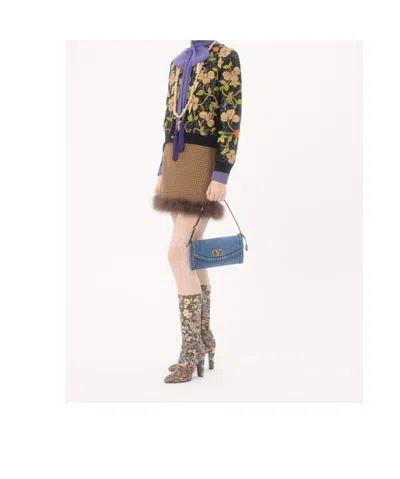 Valentino Garavani  Garavani Devain Small Denim Shoulder Bag Woman Denim Uni In Blue