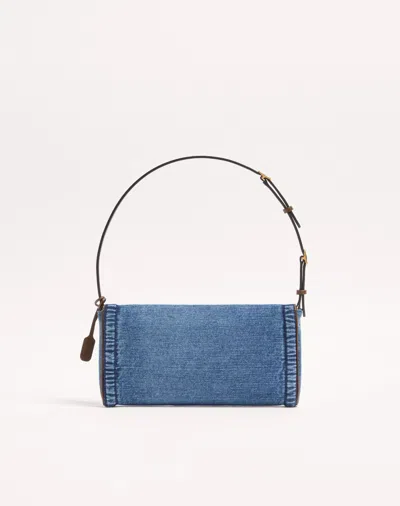 Valentino Garavani  Garavani Devain Small Denim Shoulder Bag Woman Denim Uni In Blue