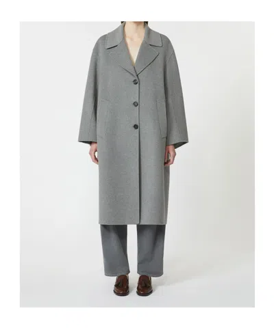 Max Mara Single-breasted Wool Coat In Gray
