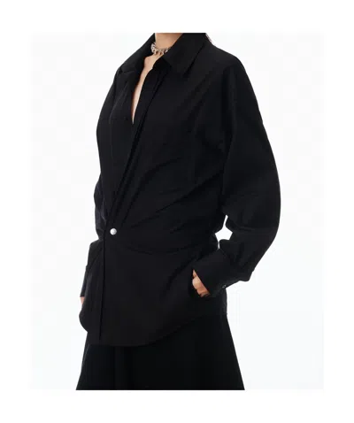 Alexander Wang Pre-styled Wrap Mini Dress In Cotton In Black