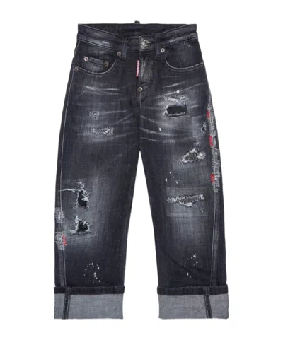 Dsquared2 Kids Cool Guy Distressed Jeans In Black