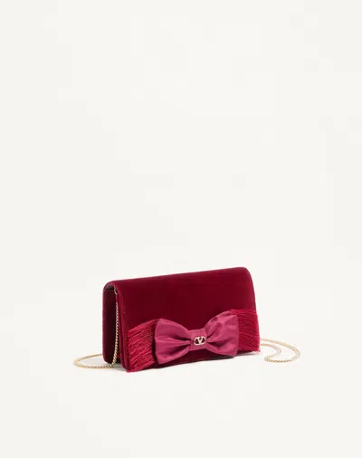 Valentino Garavani Vlogo Signature Mini Velvet Shoulder Bag Woman Maroon Uni In Red