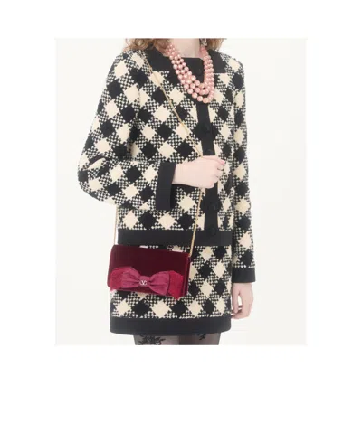 Valentino Garavani Vlogo Signature Mini Velvet Shoulder Bag Woman Maroon Uni In Red