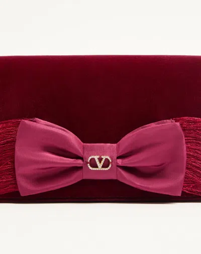 Valentino Garavani Vlogo Signature Mini Velvet Shoulder Bag Woman Maroon Uni In Red