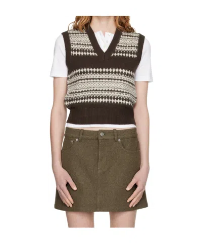 A.p.c. Brown Wool Sweater Vest In Brown