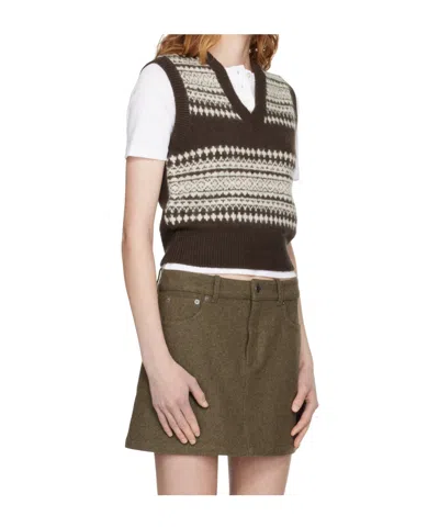 A.p.c. Brown Wool Sweater Vest In Brown