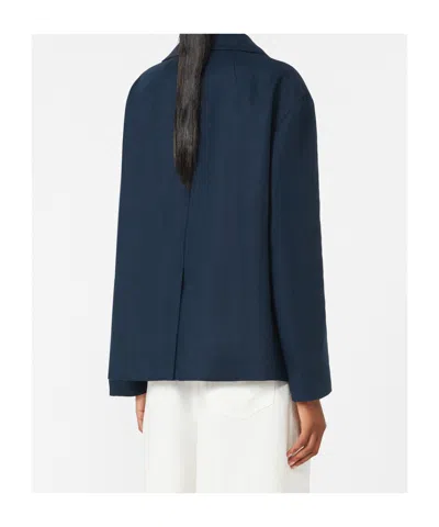 Max Mara Double-breasted Linen Jacket In Blue