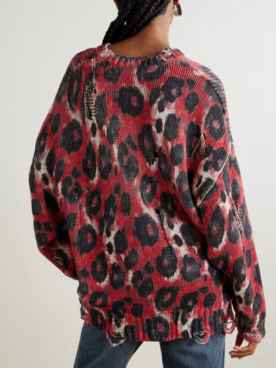 R13 Distressed Leopard-print Cotton Sweater In Multi