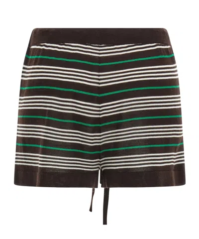P.a.r.o.s.h Stripe Lounge Shorts Elastic Waistband Pockets In Brown