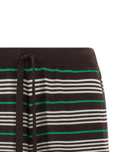 P.a.r.o.s.h Stripe Lounge Shorts Elastic Waistband Pockets In Brown