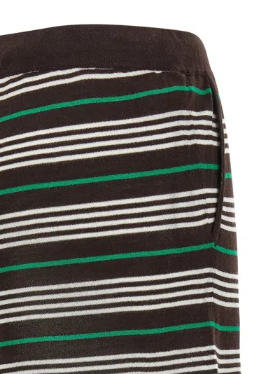 P.a.r.o.s.h Stripe Lounge Shorts Elastic Waistband Pockets In Brown