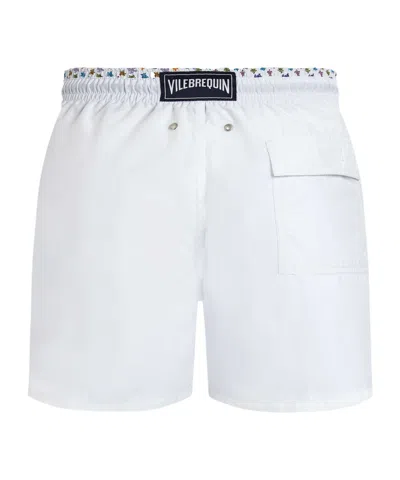 Vilebrequin Men Swim Shorts Bicolor Micro Ronde Des Tortues In White