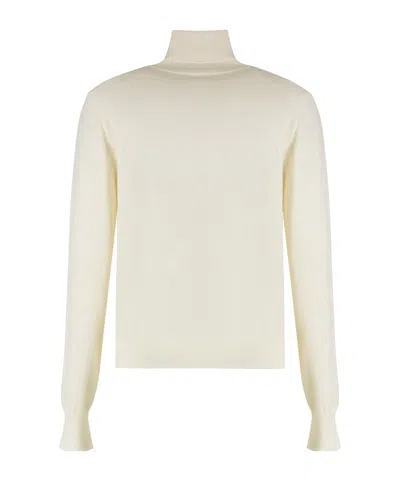 P.a.r.o.s.h Parosh Lime Wool And Cachemire Turtleneck Pullover In White