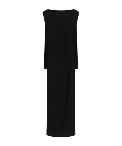 P.a.r.o.s.h . Drape Detailed Sleeveless Dress In Black