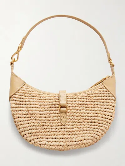 Polo Ralph Lauren Womens Natural Cashmere Polo Id Mini Raffia Shoulder Bag In Sand