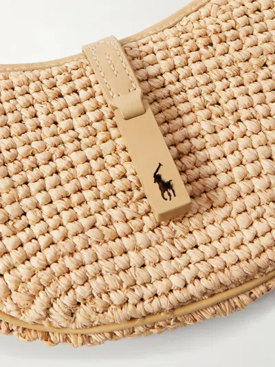 Polo Ralph Lauren Womens Natural Cashmere Polo Id Mini Raffia Shoulder Bag In Sand