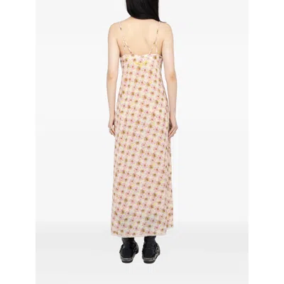 Zadig & Voltaire Ramelil Mirror Flowers Lace Trim Crepe Slipdress In Neutral