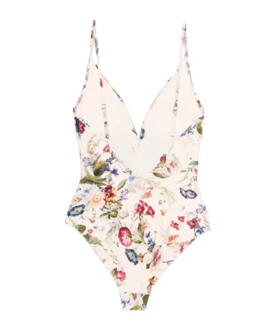 Zimmermann Womens Vanilla Floral Patience Tuck Plunge Floral One-piece Swimsuit In Multi
