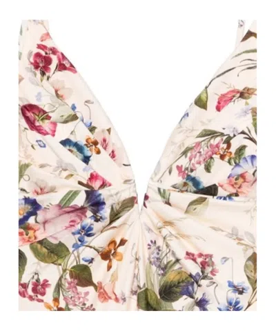 Zimmermann Womens Vanilla Floral Patience Tuck Plunge Floral One-piece Swimsuit In Multi