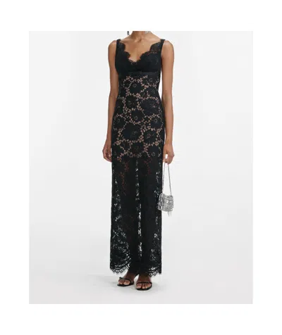 Self-portrait Black Floral Lace Maxi Dress Clothing